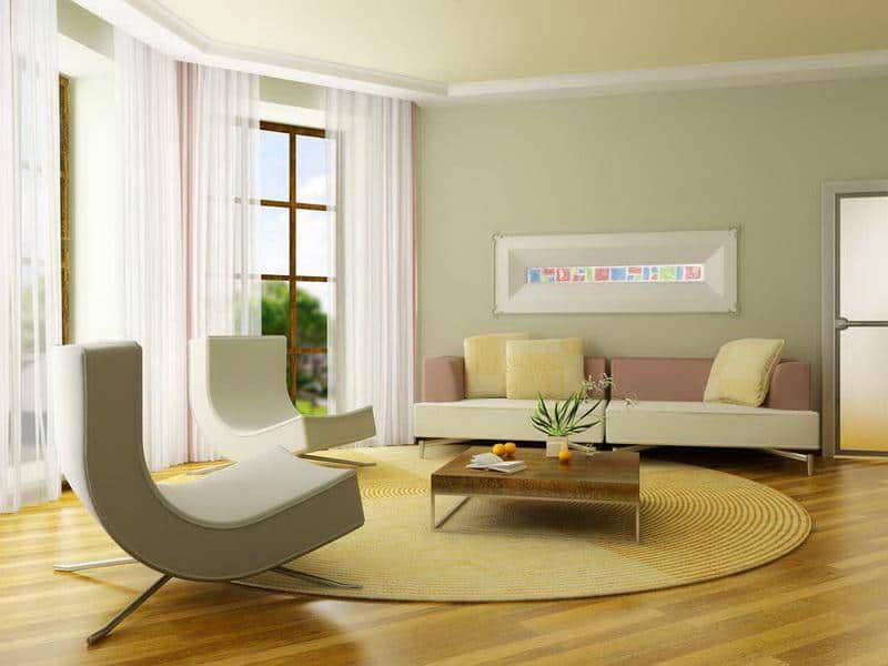 bedroom painted in pastel color